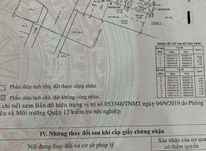 Bán đất mặt tiền Hà Huy Giáp DT 4m x 26m, gồm vỉa hè 4m, thổ cư 65.9m2 thạnh lôc quận 12